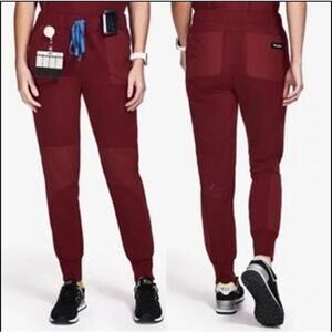 FIGS Disney‎ Maroon Scrub Bottoms Extra Small XS Mickey Mouse Burgundy Joggers
